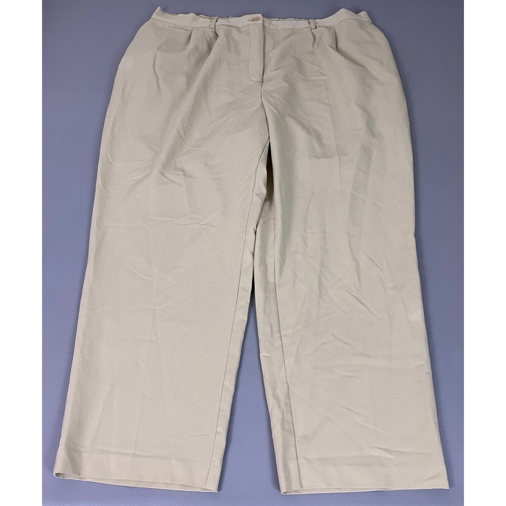 Chelsea Studio Pants Womens 24W Khaki Beige Pleated Elastic Back Career Elastic